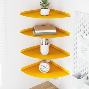 vidaXL Raft suspendat cu raft 4 pcs Galben muștar 30 x 30 x 2 cm imagine