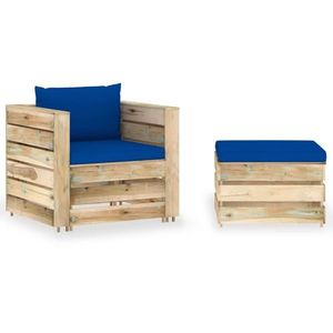 vidaXL Set mobilier grădină cu perne, 2 piese, lemn tratat verde imagine