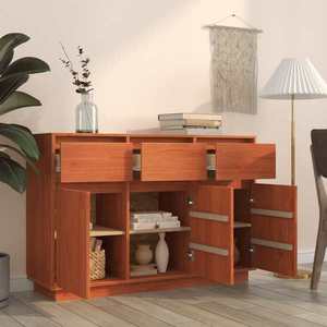 vidaXL Bufet cu sertar Maro Ceară 111 x 36 x 75 cm Lemn de pin masiv imagine