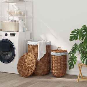 vidaXL Coș pentru rufe 2 pcs Maro Ratan Kubu imagine