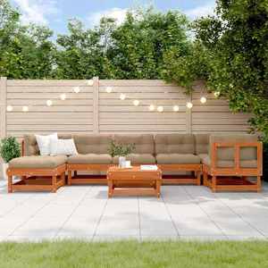 vidaXL Set de lounge pentru grădină 8 pcs Maro ceruit imagine