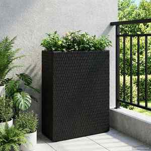 vidaXL Ghiveci înalt Negru 55 x 22 x 70 cm poliratan imagine