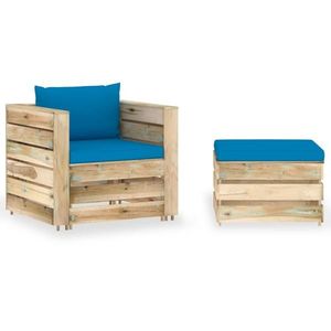 vidaXL Set mobilier grădină cu perne, 2 piese, lemn tratat verde imagine