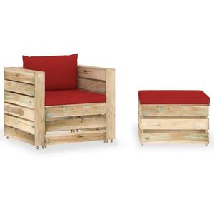 vidaXL Set mobilier grădină cu perne, 2 piese, lemn tratat verde imagine