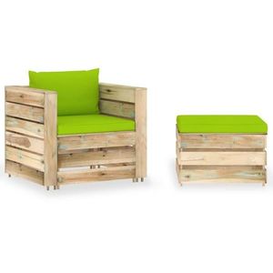 vidaXL Set mobilier de grădină cu perne, 2 piese, lemn verde tratat imagine