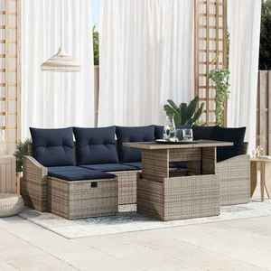 vidaXL Set de canapele pentru grădină 7 pcs Gri poliratan imagine
