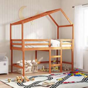 vidaXL Cadru de pat tip loft Maro Ceară 90 x 190 cm Lemn masiv de pin imagine