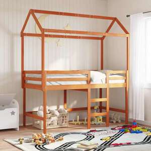 vidaXL Cadru de pat tip loft Maro Ceară 90 x 190 cm Lemn masiv de pin imagine