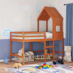 vidaXL Cadru de pat tip loft Maro Ceară 90 x 190 cm Lemn masiv de pin imagine