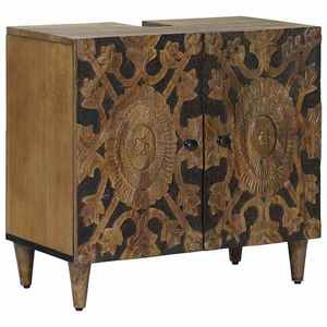vidaXL Dulap pentru Chiuveta de Baie cu ușă Maro 62 x 33 x 58 cm imagine