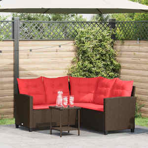 vidaXL Set de canapele de exterior 2 pcs Maro și roșu poliratan imagine
