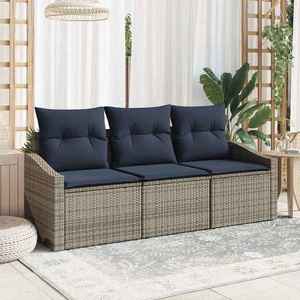 vidaXL Set de canapele pentru grădină 3 pcs Gri și albastru marin imagine