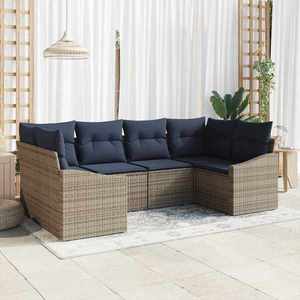 vidaXL Set de canapele pentru grădină 6 pcs Gri și albastru marin imagine