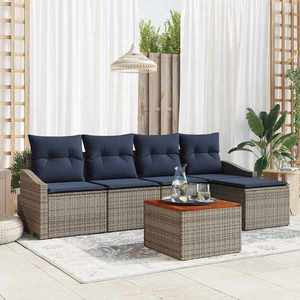 vidaXL Set de canapele pentru grădină 6 pcs Gri și albastru marin imagine