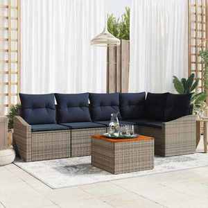vidaXL Set de canapele pentru grădină 6 pcs Gri și albastru marin imagine