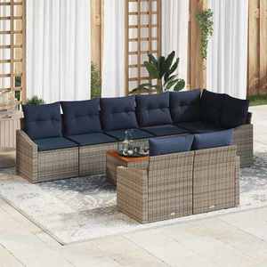 vidaXL Set de canapele pentru grădină 9 pcs Gri și albastru marin imagine