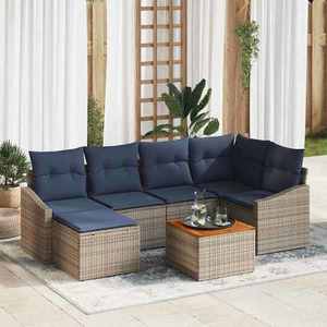 vidaXL Set de canapele pentru grădină 7 pcs Gri și albastru marin imagine