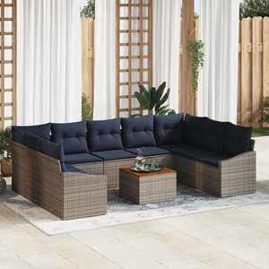 vidaXL Set de canapele pentru grădină 10 pcs Gri și albastru marin imagine