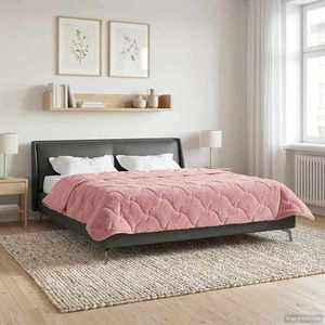 vidaXL Pilotă de vară Roz 200 x 200 cm Microfibră și fleece Teddy imagine
