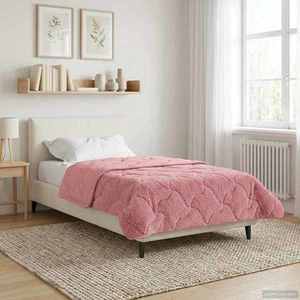 vidaXL Pilotă de vară Roz 135 x 200 cm Microfibră și fleece Teddy imagine