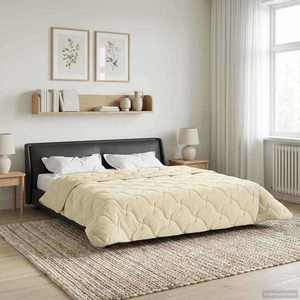 vidaXL Pilotă de vară Crem 200 x 200 cm Microfibră și fleece Teddy imagine