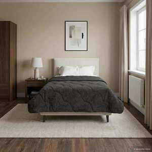 vidaXL Duvet complet pe tot parcursul anului Antracit 135 x 200 cm imagine