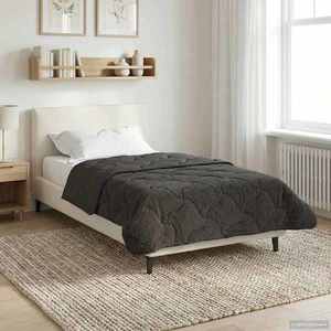 vidaXL Duvet complet pe tot parcursul anului Antracit 135 x 200 cm imagine