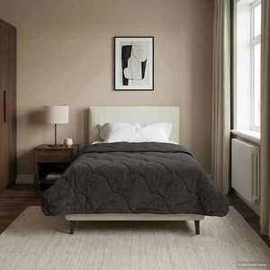 vidaXL Duvet complet pe tot parcursul anului Antracit 140 x 220 cm imagine