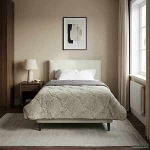vidaXL Duvet de iarnă Patos Gri deschis 135 x 200 cm imagine