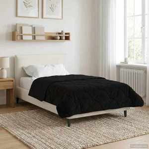 vidaXL Duvet de iarnă Negru 135 x 200 cm Microfibră și fleece Teddy imagine
