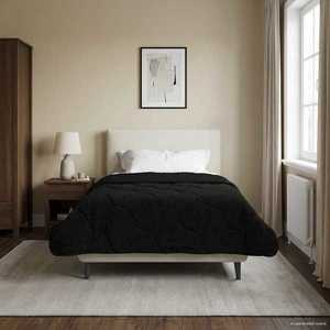 vidaXL Duvet de iarnă Negru 140 x 220 cm Microfibră și fleece Teddy imagine