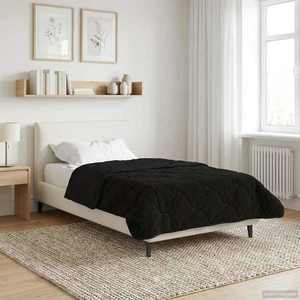 vidaXL Duvet de iarnă Negru 155 x 200 cm Microfibră și fleece Teddy imagine