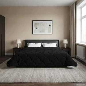 vidaXL Duvet de iarnă Negru 200 x 200 cm Microfibră și fleece Teddy imagine