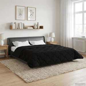 vidaXL Duvet de iarnă Negru 200 x 220 cm Microfibră imagine