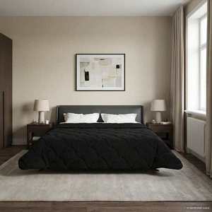 vidaXL Duvet de iarnă Negru 220 x 240 cm Microfibră imagine