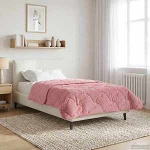 vidaXL Duvet de iarnă Roz 135 x 200 cm Microfibră și fleece Teddy imagine