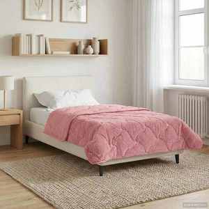 vidaXL Duvet de iarnă Roz 155 x 200 cm Microfibră și fleece Teddy imagine