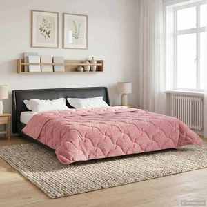 vidaXL Duvet de iarnă Roz 200 x 200 cm Microfibră și fleece Teddy imagine