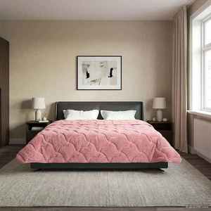 vidaXL Duvet de iarnă Roz 200 x 240 cm Microfibră și fleece Teddy imagine