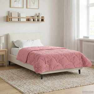 vidaXL Duvet de iarnă Roz 135 x 200 cm Microfibră și fleece Teddy imagine