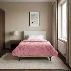vidaXL Duvet de iarnă Roz 140 x 220 cm Microfibră și fleece Teddy imagine