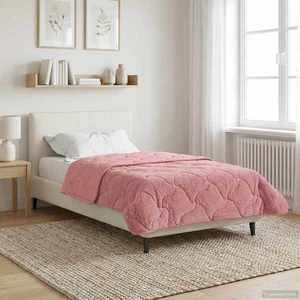 vidaXL Duvet de iarnă Roz 155 x 220 cm Microfibră și fleece Teddy imagine