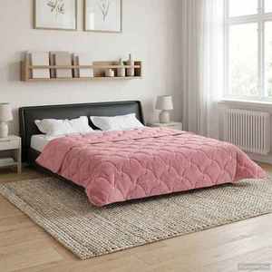 vidaXL Duvet de iarnă Roz 200 x 220 cm Microfibră și fleece Teddy imagine