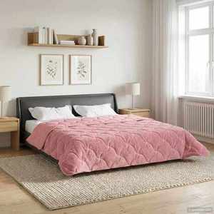 vidaXL Duvet de iarnă Roz 240 x 260 cm Microfibră și fleece Teddy imagine