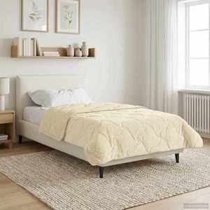 vidaXL Duvet de iarnă Crem 135 x 200 cm Microfibră și fleece Teddy imagine