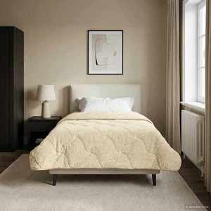 vidaXL Duvet de iarnă Crem 140 x 220 cm Microfibră și fleece Teddy imagine