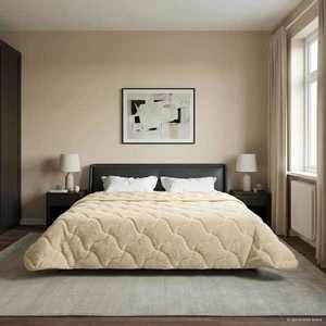 vidaXL Duvet de iarnă Crem 240 x 260 cm Microfibră și fleece Teddy imagine
