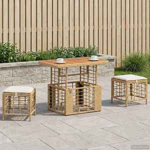 vidaXL Set de masă pentru grădină cu pernă 3 pcs Natur și Alb imagine