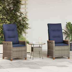 vidaXL Scaun de grădină rabatabil cu pernă 2 pcs Gri și albastru marin imagine