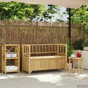 vidaXL Bancă de grădină cu șemineu 110 x 47 x 80 cm Bambus natural imagine